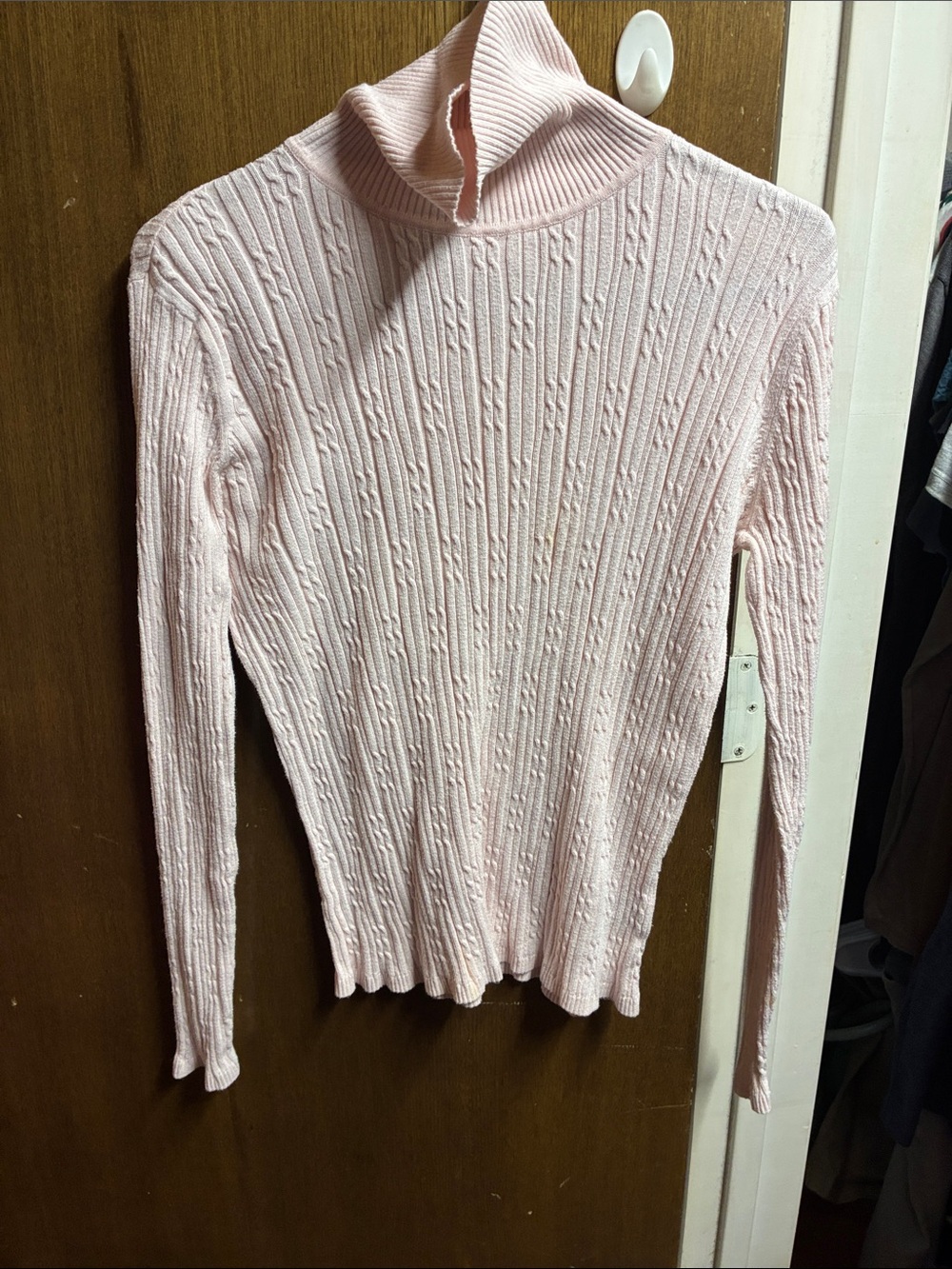 Westbound Light Pink Cable Knit Turtleneck Sweater